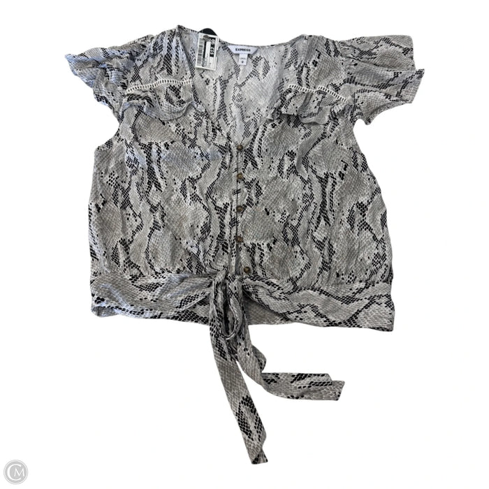 Blouse Short Sleeve By Express In Snakeskin Print, Size: M