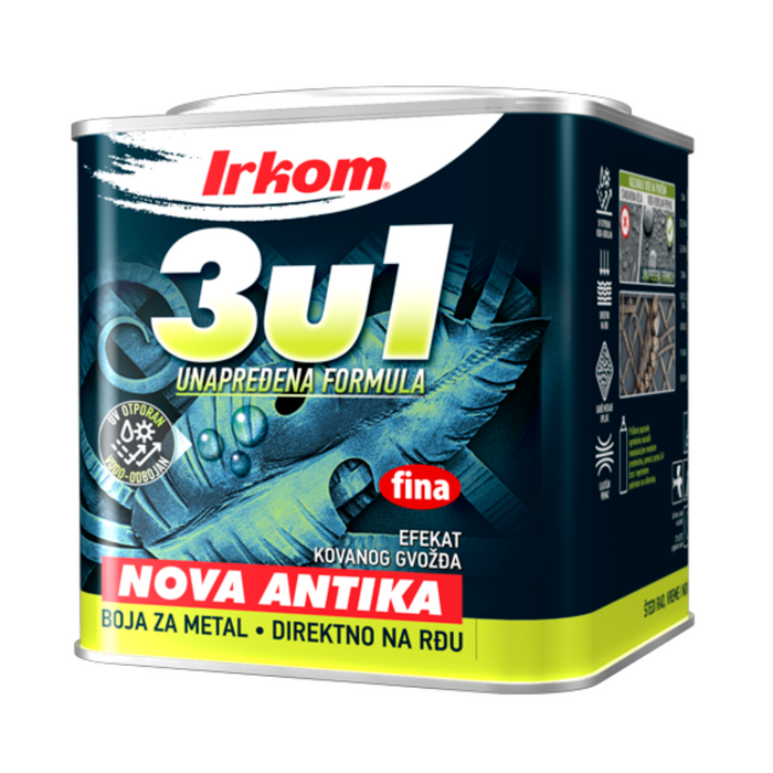 Boja za metal 3u1 Nova Antika Fina crna 1kg Irkom