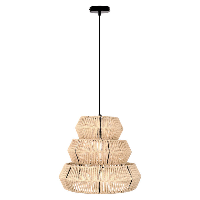 Brigitta 20"W Tiered Cream Jute Pendant Light-On