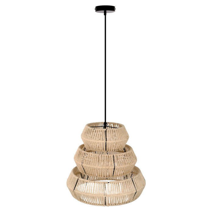 Brigitta 20"W Tiered Cream Jute Pendant Light-Off