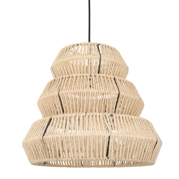 Brigitta 20"W Tiered Cream Jute Pendant Light. Shade closeup-Off