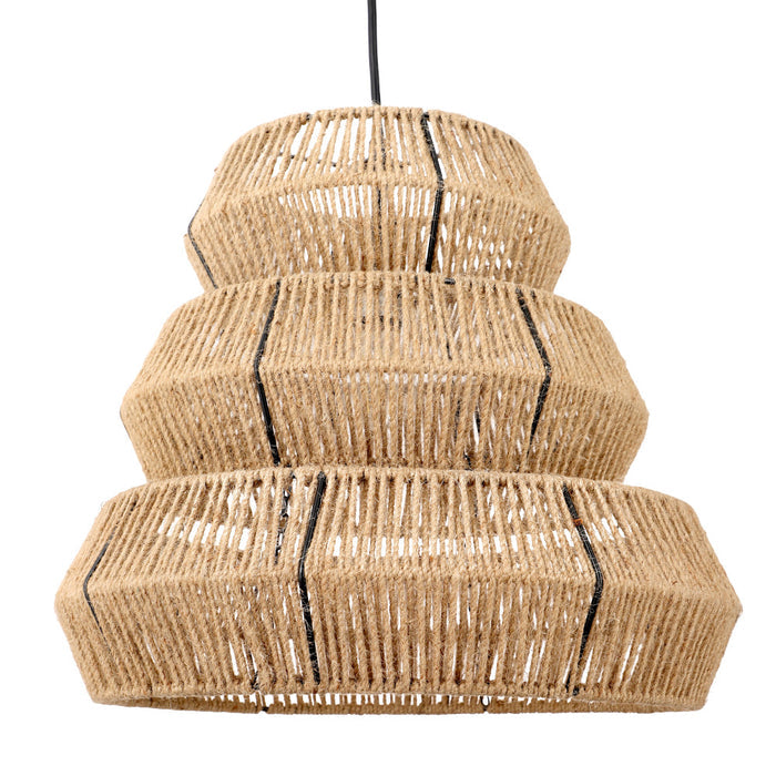 Brigitta 20"W Tiered Natural Jute Pendant Light. Shade closeup-Off
