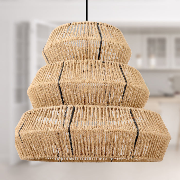Brigitta 20"W Tiered Natural Jute Pendant Light on a neutral background