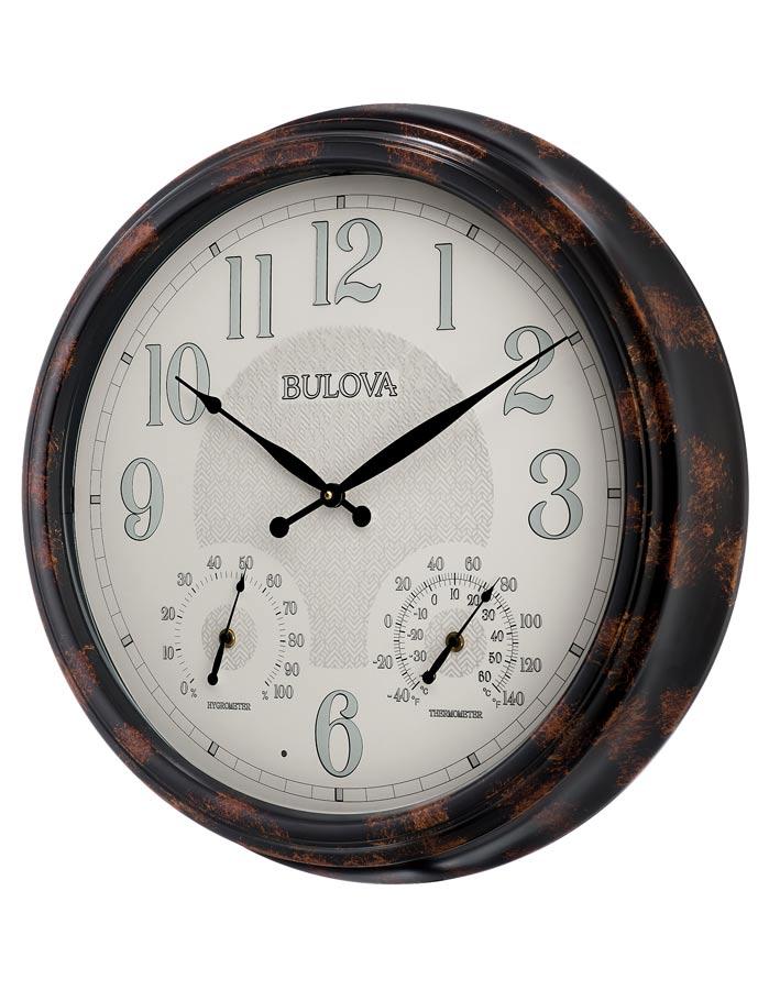 Bulova Weather Mate Wall Clock - Indoor / Outdoor Weather Station with Light - C4851