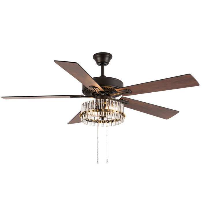 Carrie Oil-Rubbed Bronze Metal 2-Light 52-Inch Ceiling Fan-On