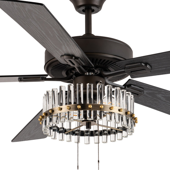 Carrie Oil-Rubbed Bronze Metal 2-Light 52-Inch Ceiling Fan. Shade closeup-Off