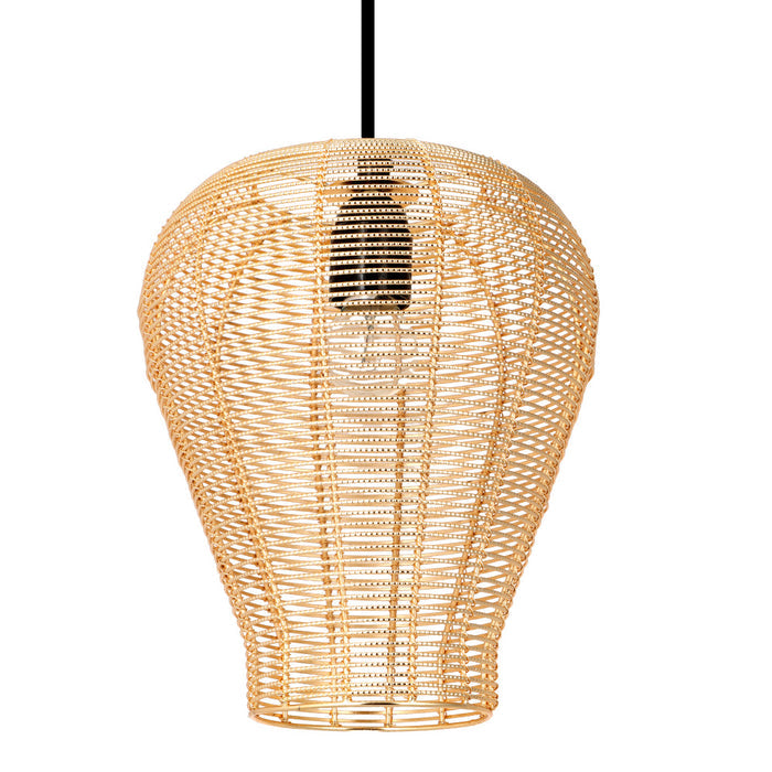 Chanda 9.25"W Glam Gold Bell Pendant Light. Shade closeup-Off
