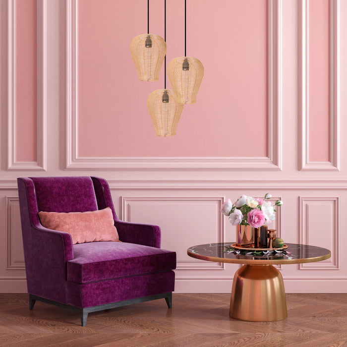 Chanda 9.25"W Glam Gold Bell Pendant Light