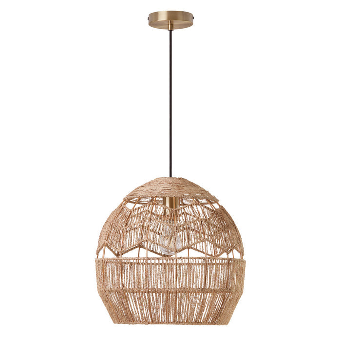 Charlotte Metal and Woven Hemp Rope Hanging Pendant Light-Off