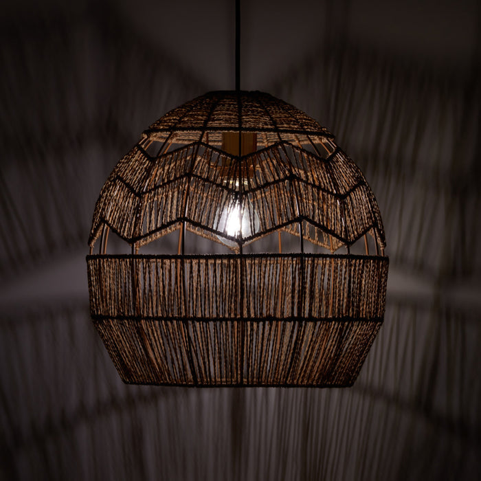 Charlotte Metal and Woven Hemp Rope Hanging Pendant Light