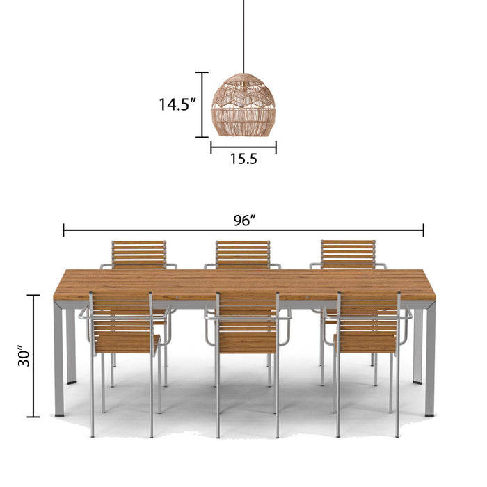 Charlotte Metal and Woven Hemp Rope Hanging Pendant Light