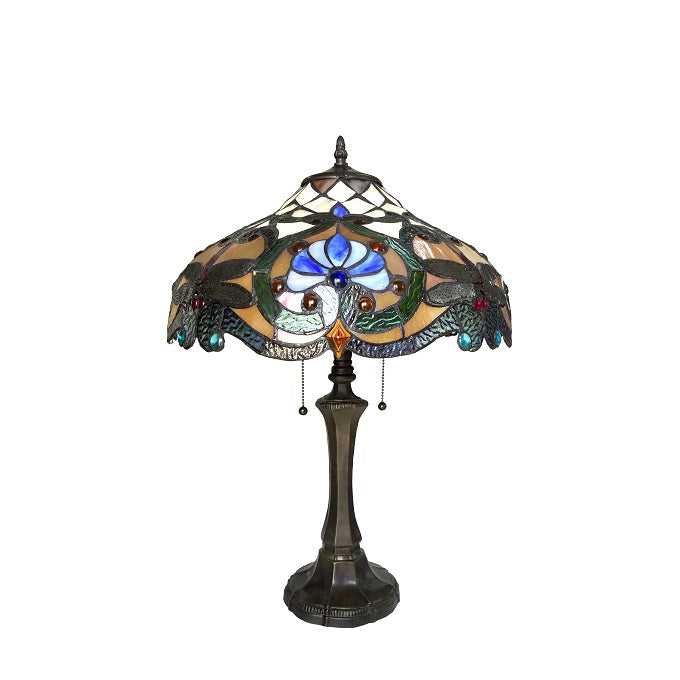 Chloe Amberwing Table Lamp - Stained Glass Amberwing Table Lamp Turned Off