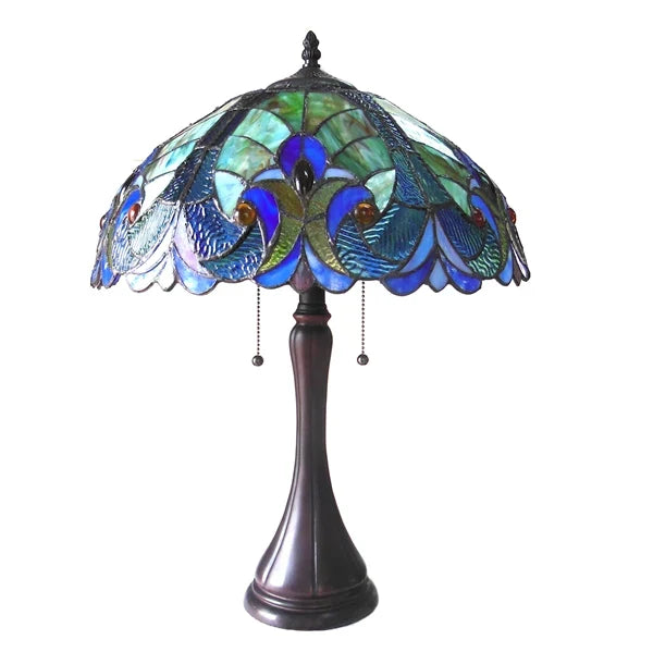 Chloe Amor Green Victorian Table Lamp - Stained Glass Amor Green Victorian Table Lamp Turned Off