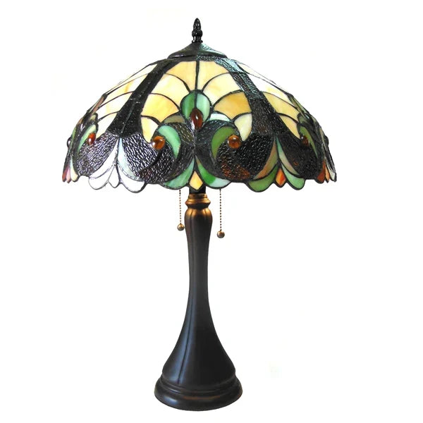 Chloe Amor Ivory Table Lamp - Stained Glass Amor Ivory Table Lamp Turned Off