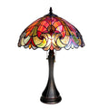 Chloe Amor Red Table Lamp - Stained Glass Amor Red Table Lamp Turned On