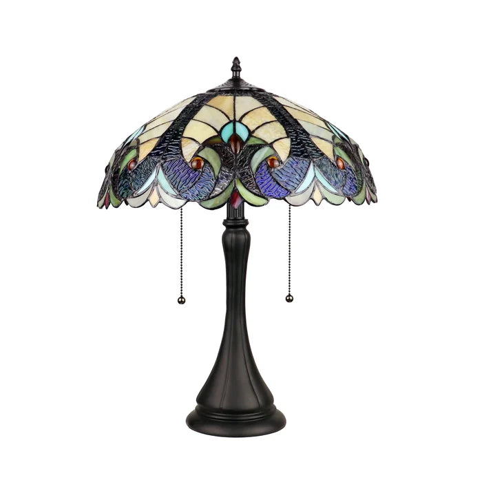 Chloe Amor Victorian Table Lamp - Stained Glass Amor Victorian Table Lamp Turned Off