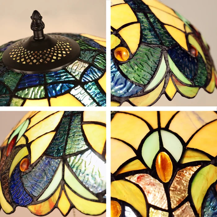 Chloe Amor Victorian Table Lamp - Stained Glass Amor Victorian Table Lamp Shade Details