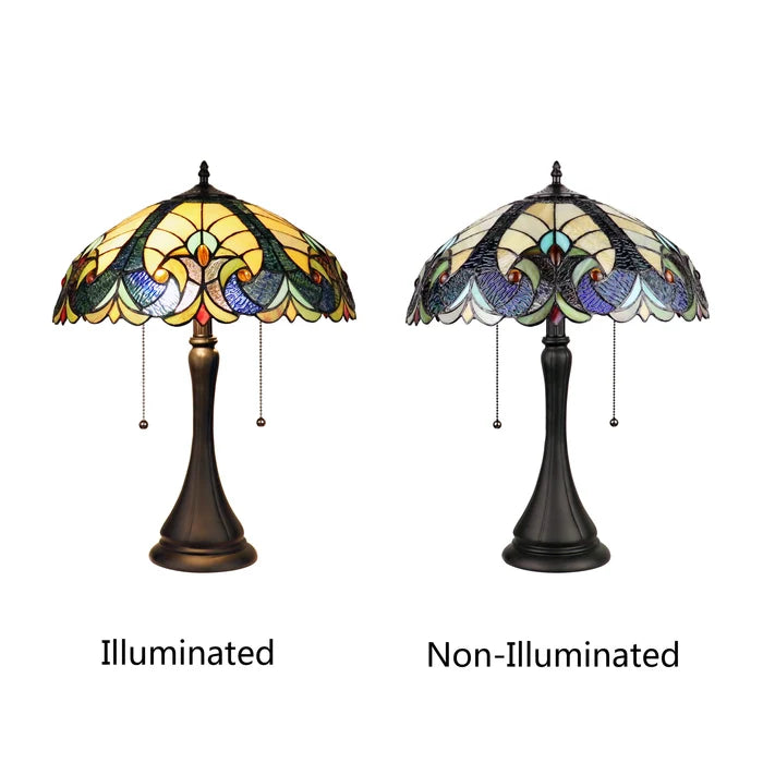 Chloe Amor Victorian Table Lamp - Stained Glass Amor Victorian Table Lamp Side by Side Illuminated