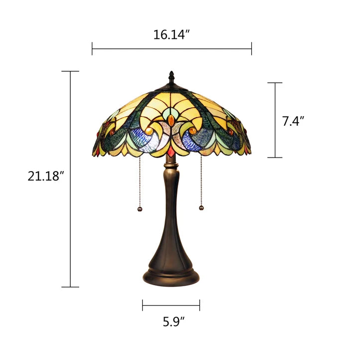 Chloe Amor Victorian Table Lamp - Stained Glass Amor Victorian Table Lamp Overall Dimensions