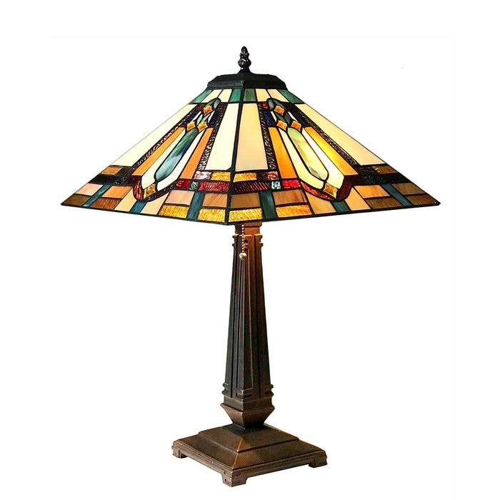 Chloe Archie Table Lamp - Stained Glass Archie Table Lamp Turned On