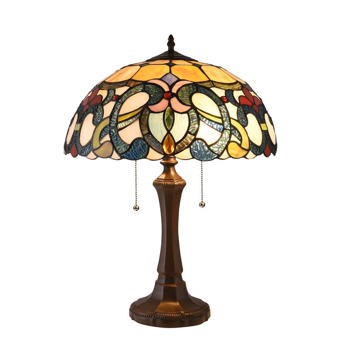 Chloe August Table Lamp - Stained Glass August Table Lamp Turned On
