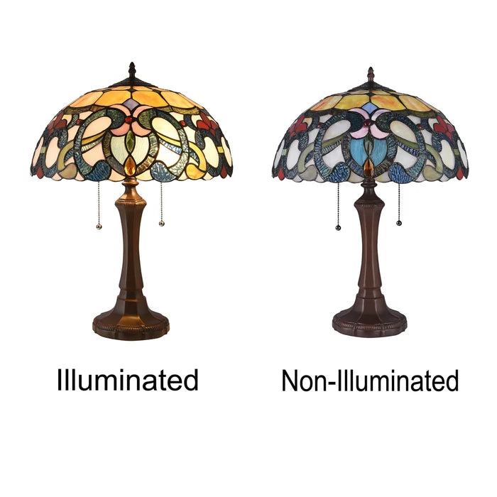 Chloe August Table Lamp - Stained Glass August Table Lamp Side by Side Illuminated
