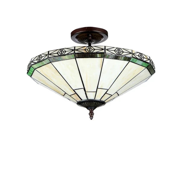 Chloe Belle Semi-Flush Ceiling Mount - Stained Glass Belle Semi-Flush Ceiling Mount Turned Off