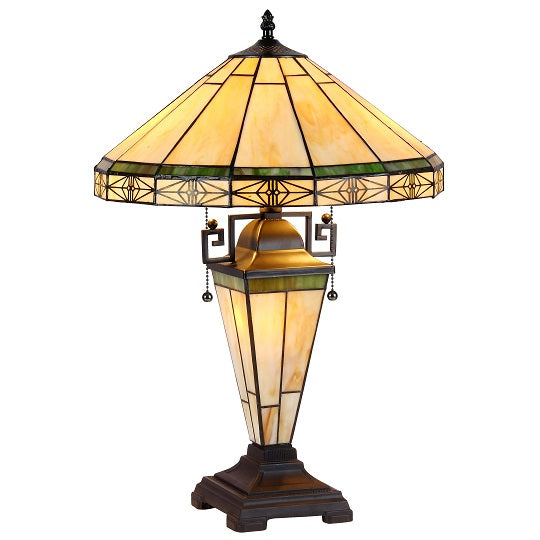 Chloe Belle Table Lamp - Stained Glass Belle Table Lamp Turned On