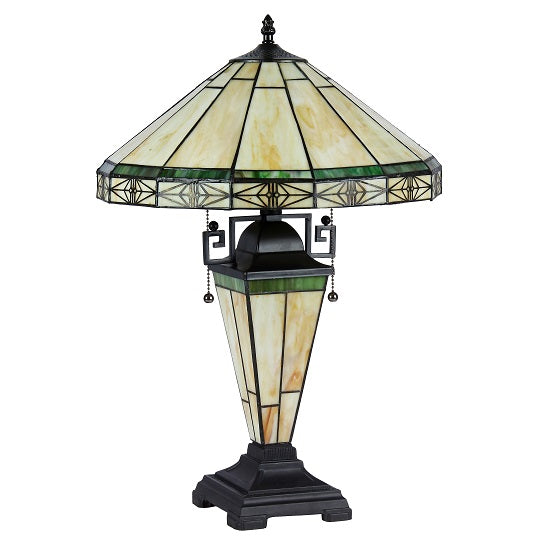 Chloe Belle Table Lamp - Stained Glass Belle Table Lamp Turned On