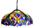 Chloe Blue Iris Victorian Pendant Lamp - Stained Glass Blue Iris Victorian Pendant Lamp