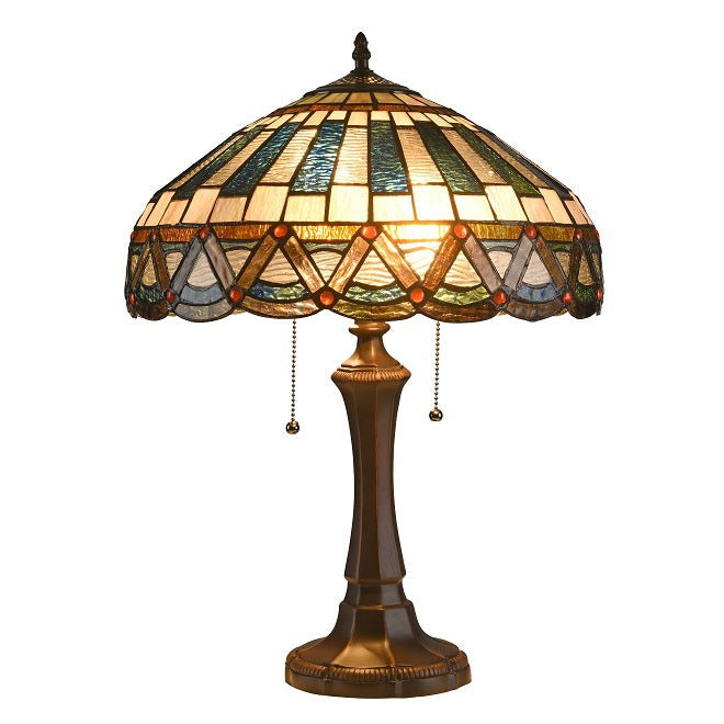 Chloe Courtland Table Lamp - Stained Glass Courtland Table Lamp Turned On