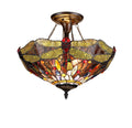 Chloe Dragan Dragonfly Ceiling Mount - Stained Glass Dragan Dragonfly Ceiling Mount Turned On