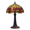 Chloe Empress One-Light Dragonfly Table Lamp - Stained Glass Empress One-Light Dragonfly Table Lamp Turned On