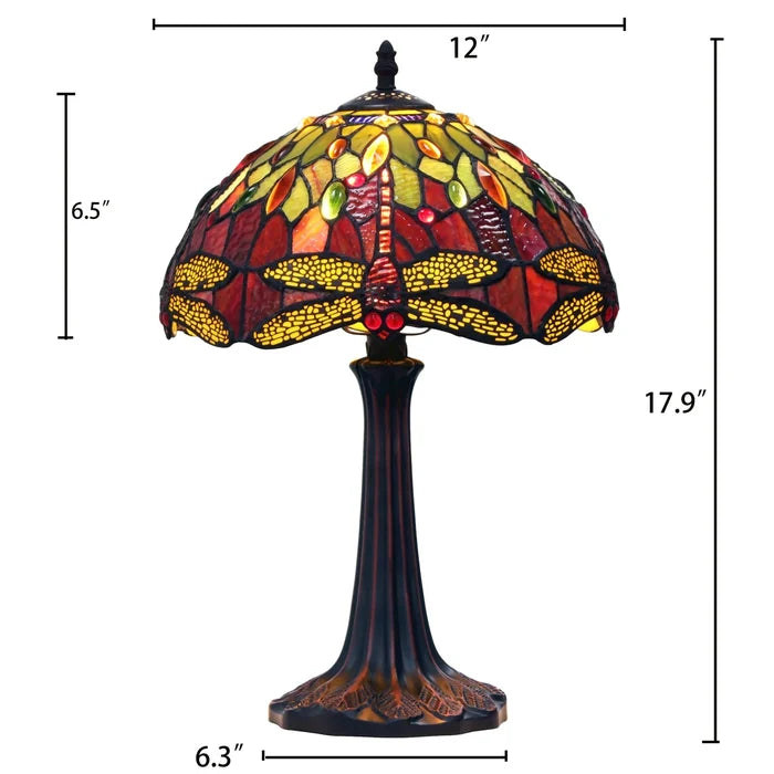 Chloe Empress One-Light Dragonfly Table Lamp - Stained Glass Empress One-Light Dragonfly Table Lamp Overall Dimensions
