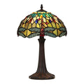 Chloe Empress One-Light Green Dragonfly Table Lamp - Stained Glass Empress One-Light Green Dragonfly Table Lamp Turned On