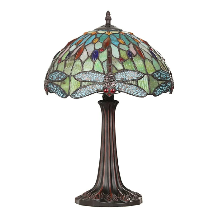 Chloe Empress One-Light Green Dragonfly Table Lamp - Stained Glass Empress One-Light Green Dragonfly Table Lamp Turned Off