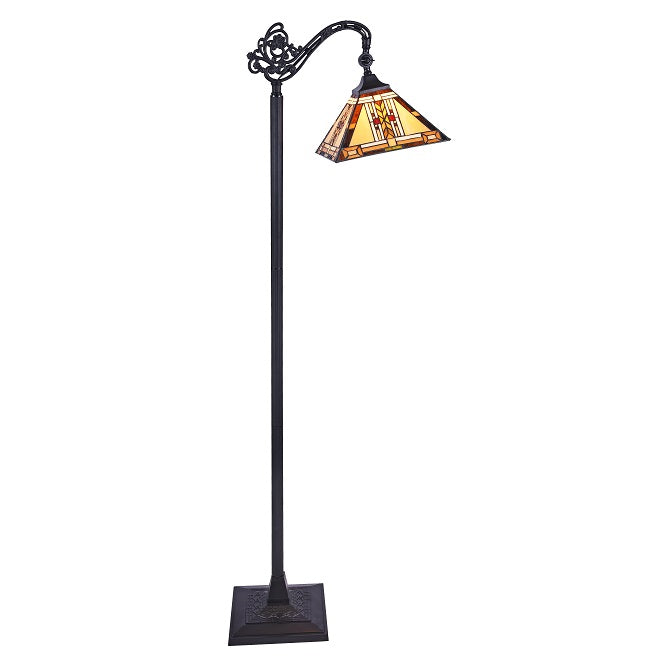 Chloe Gode Reading Floor Lamp - Stained Glass Gode Reading Floor Lamp Turned On
