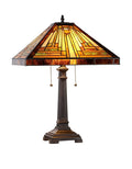 Chloe Innes Mission Style Lamp - Stained Glass Innes Mission Style Lamp Turned On