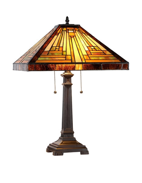 Chloe Innes Mission Style Lamp - Stained Glass Innes Mission Style Lamp Turned On