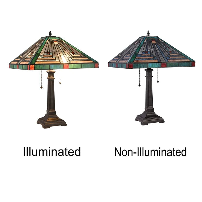 Chloe Innes Table Lamp - Stained Glass Innes Table Lamp Side by Side Illuminated
