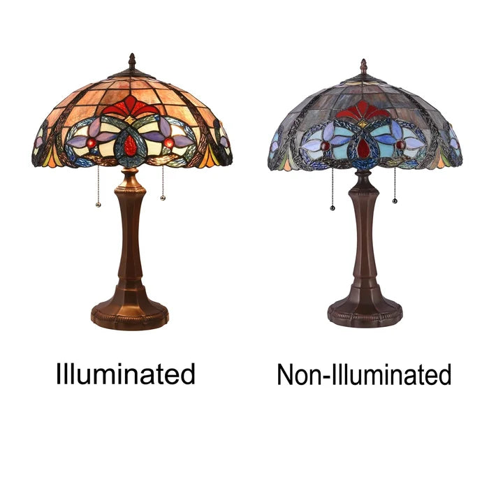 Chloe Jude Table Lamp - Stained Glass Jude Table Lamp Side by Side Illuminated