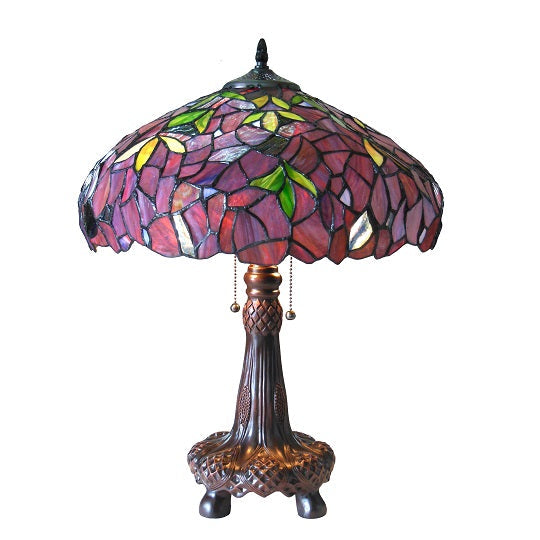 Chloe Katie Wisteria Table Lamp - Stained Glass Katie Wisteria Table Lamp Turned On