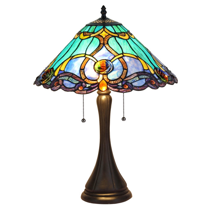 Chloe Keegan Table Lamp - Stained Glass Keegan Table Lamp Turned On