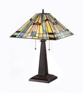 Chloe Kinsey Mission Style Table Lamp - Stained Glass Kinsey Mission Style Table Lamp Turned On