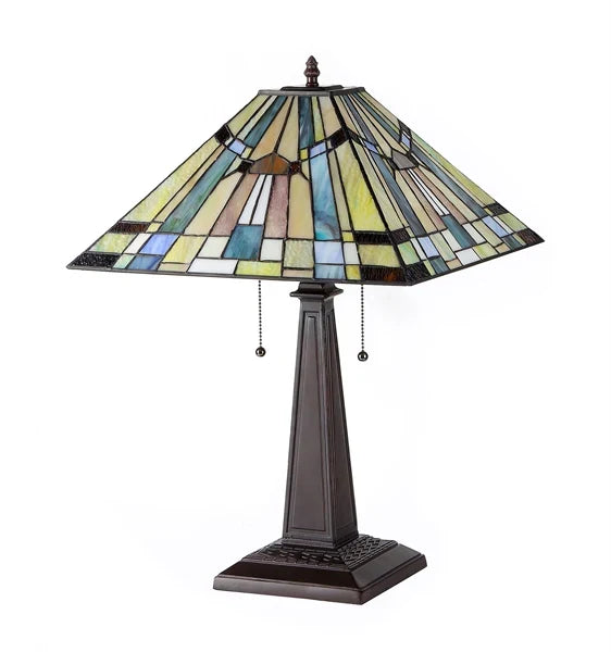 Chloe Kinsey Mission Style Table Lamp - Stained Glass Kinsey Mission Style Table Lamp Turned Off