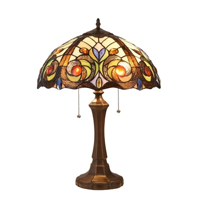 Chloe Lennon Victorian Table Lamp - Stained Glass Lennon Victorian Table Lamp Turned On