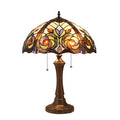 Chloe Lennon Victorian Table Lamp - Stained Glass Lennon Victorian Table Lamp Turned On