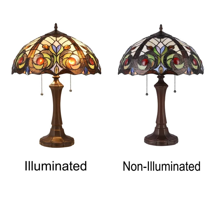 Chloe Lennon Victorian Table Lamp - Stained Glass Lennon Victorian Table Lamp Side by Side Illuminated