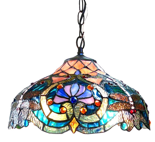 Chloe Lydia Victorian Pendant - Stained Glass Lydia Victorian Pendant Turned On