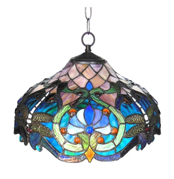 Chloe Lydia Victorian Pendant - Stained Glass Lydia Victorian Pendant Turned On